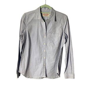 Guideboat Co. Women Small Blue White Striped Seersucker Button-Up Shirt NWOT